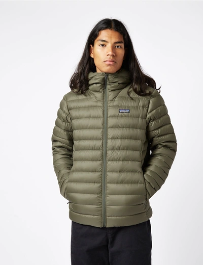 Shop Patagonia Down Sweater Hooded Jacket In Green