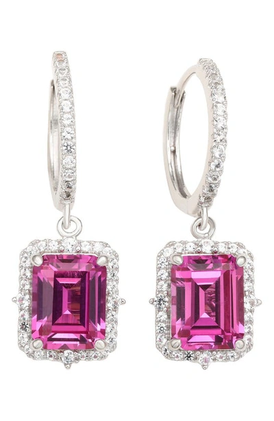 Shop Suzy Levian Sterling Silver Sapphire Drop Earrings In Pink