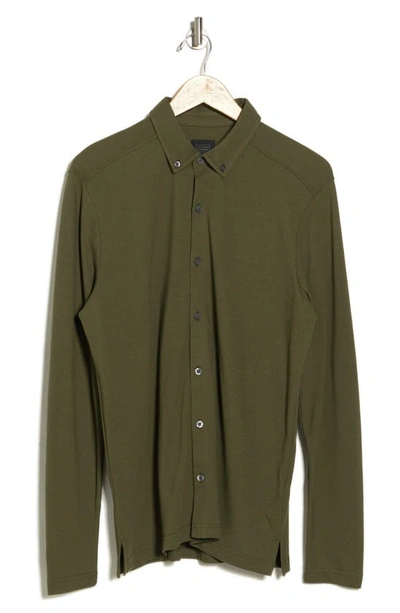 Shop 14th & Union Performance Knit Button-down Shirt In Olive Night