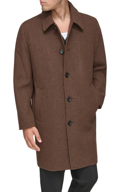 Andrew Marc Rennell Wool Blend Coat In Brown Houndstooth