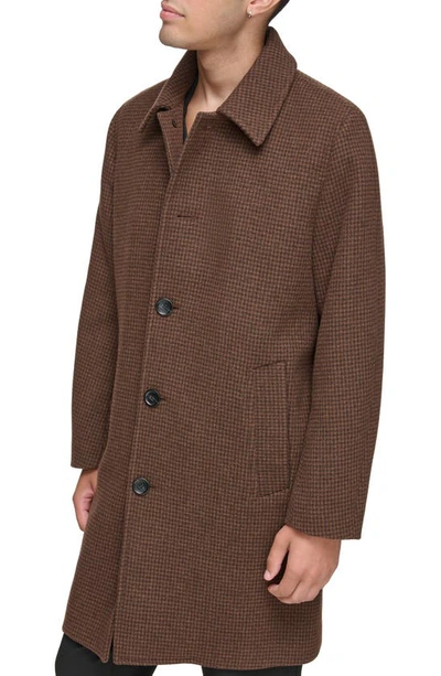 Andrew Marc Rennell Wool Blend Coat In Brown Houndstooth