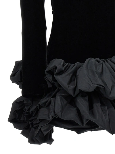 Shop Alexandre Vauthier Flounced Velvet Dress Dresses Black