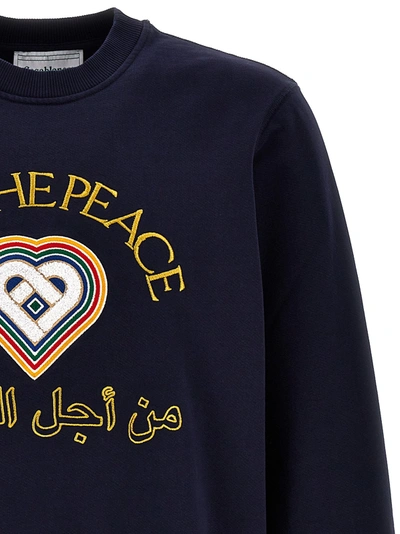 Shop Casablanca For The Peace Gold Sweatshirt Blue