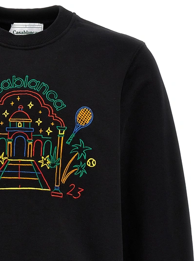 Shop Casablanca Rainbow Crayon Temple Sweatshirt Black