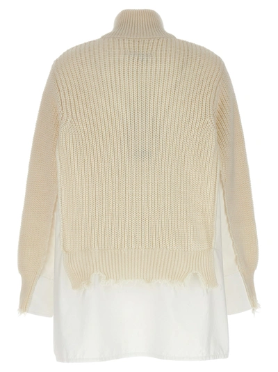 Shop Mm6 Maison Margiela Shirt Insert Cardigan Sweater, Cardigans White