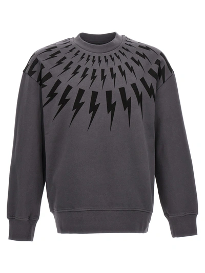 Shop Neil Barrett Thunderbolt Sweatshirt Gray