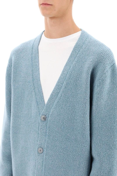 Shop Acne Studios Melange-wool Cardigan In Blue