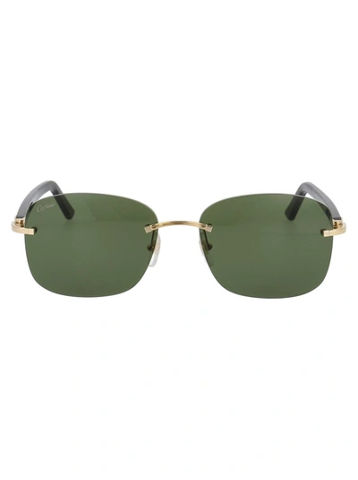 Shop Cartier Sunglasses In 002 Gold Havana Green