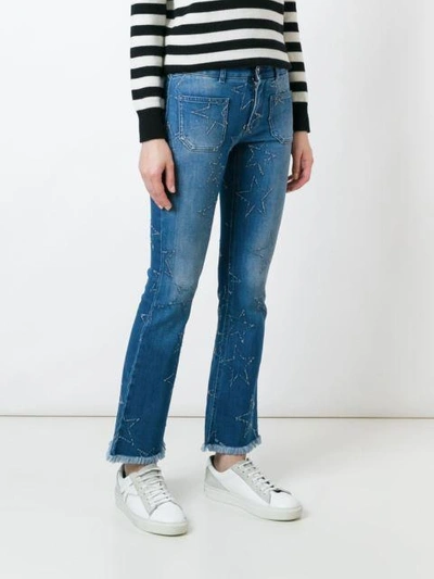 Shop Stella Mccartney '70's Flare' Star Detail Jeans In Blue