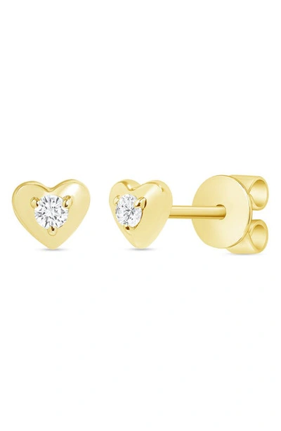 Shop Ron Hami 14k Yellow Gold Diamond Heart Stud Earrings