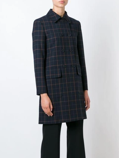 Shop Theory - Checked Coat  In Blue