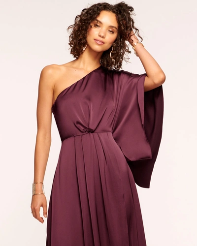 Shop Ramy Brook Simone One Shoulder Gown In Cabernet