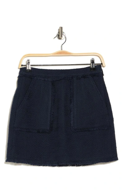 Shop Cinq À Sept Jaycie Cotton Tweed Skirt In Navy