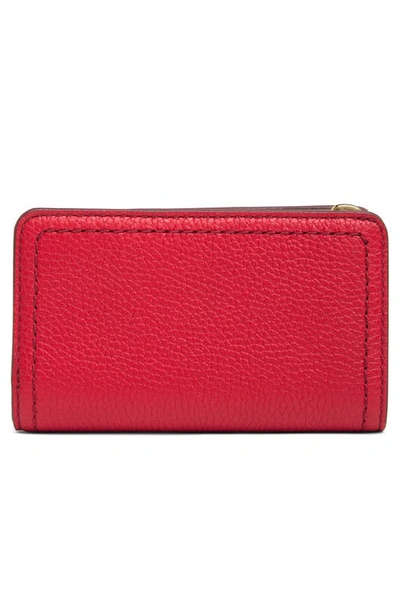 Shop Marc Jacobs Topstitched Compact Zip Wallet In Fire Red