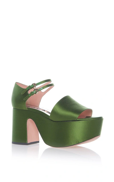 Rochas Satin Platform Sandals In Green
