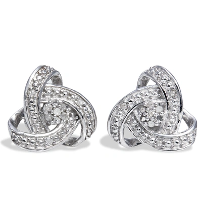 Savvy Cie Jewels Sterling Diamond Knot Pendant In Silver