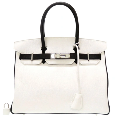 Shop Hermes Birkin 30 Leather Handbag () In White