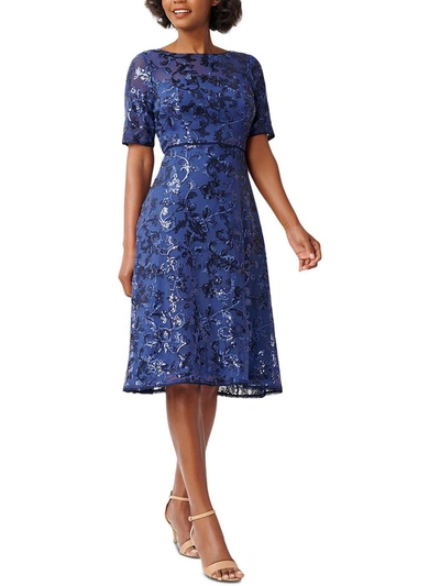 Shop Papell Studio By Adrianna Papell Womens Cocktail Midi Fit & Flare Dress In Blue