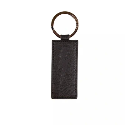 Shop Neil Barrett Leather Men's Keychain In Black
