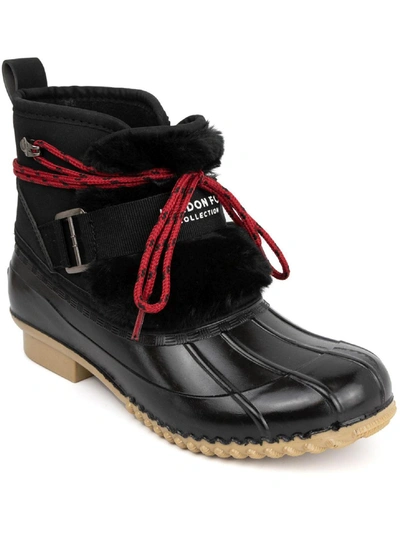 Shop London Fog Willette Womens Faux Fur Ankle Waterproof & Weather Resistant In Black
