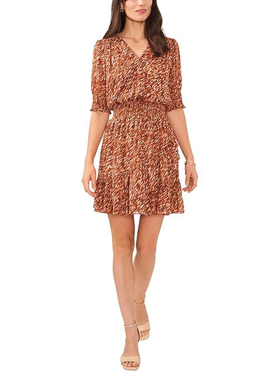 Shop Msk Womens Printed Short Mini Dress In Brown