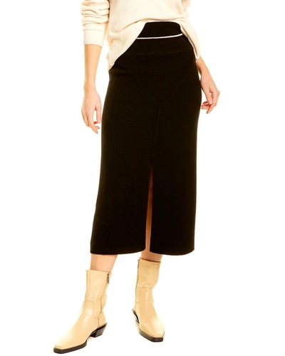 Shop Moncler Wool-blend Midi Skirt In Black