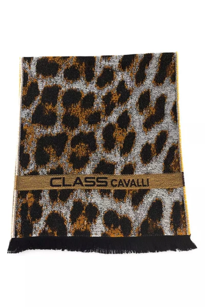 Shop Cavalli Class Wool Men's Scarf In Brown