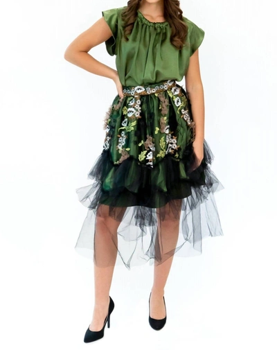 Shop Eva Franco Everette Skirt In Emerald Meadow In Multi