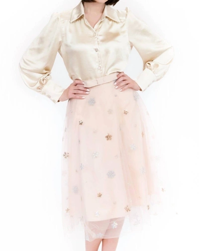 Shop Eva Franco Metallic Tulle Skirt In Snowflake In Beige