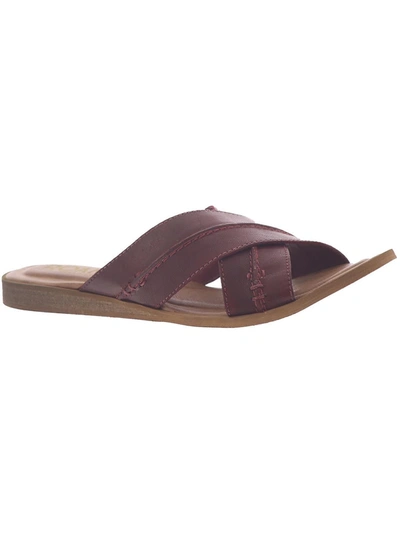 Shop Roan By Bed Stu Elvira Womens Leather Open Toe Slide Sandals In Purple