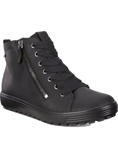 Shop Ecco Soft 7 Tred Womens Leather Winter Sneaker Boots In Black