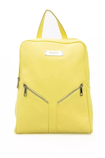Shop Baldinini Trend Cow Leather Women's Backpack In Yellow