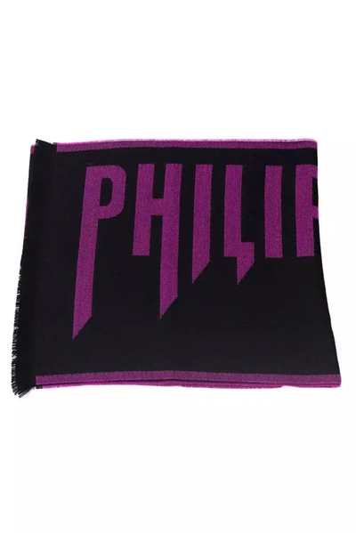 Shop Philipp Plein Wool Men's Scarf In Purple