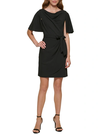 Shop Dkny Womens Cowlneck Mini Wear To Work Dress In Black