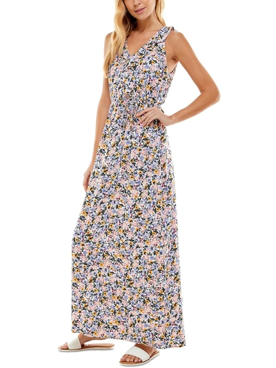 Shop Kingston Grey Juniors Womens Floral Print Long Maxi Dress In Multi