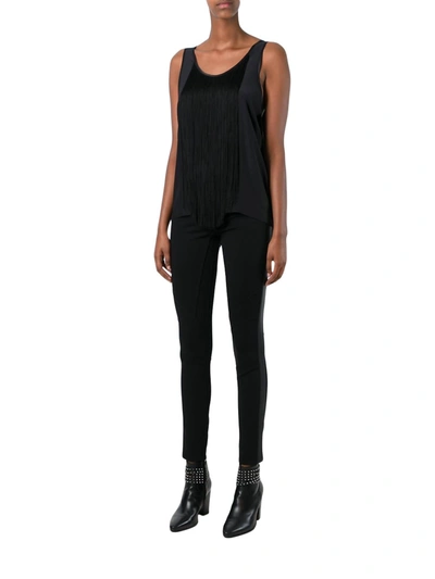 Shop Barbara Bui Silk Fringe Top In Black