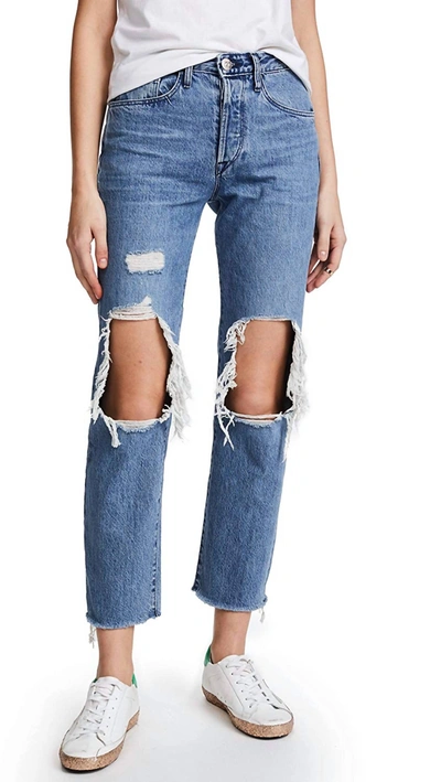 3x1 Women's W3 Higher Ground Bf Crop Jeans In Blue In Blue