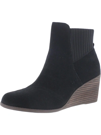 Shop Toms Sadie Womens Suede Wedge Ankle Boots In Black