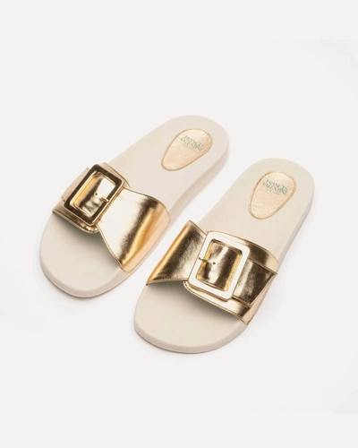 Shop Frances Valentine Daisy Slide Sandals In Platino In Multi