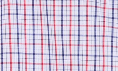 Lorenzo Uomo Check Print Trim Fit Long Sleeve Cotton Button-up Shirt In White/ Navy/ Red