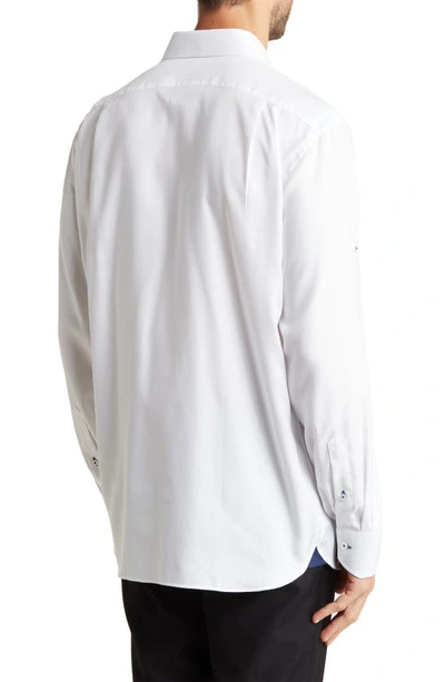Shop Lorenzo Uomo Trim Fit Long Sleeve Cotton Twill Button-up Shirt In White