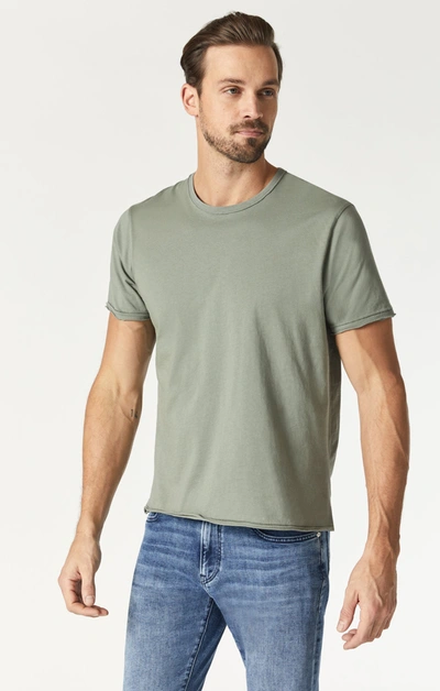 Shop Mavi Raw Edge Neck T-shirt In Agave Green