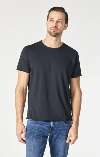 Mavi Raw Edge Neck T-shirt In Black In Black
