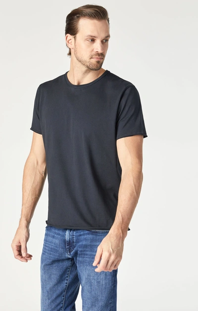 Mavi Raw Edge Neck T-shirt In Black In Black
