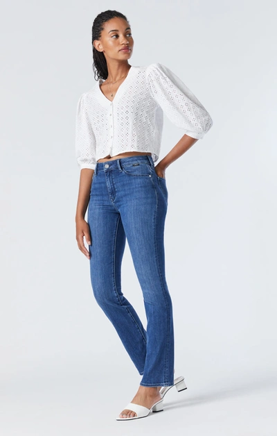 Shop Mavi High Rise Kendra Straight Leg Jeans In Mid Supersoft In Medium Blue