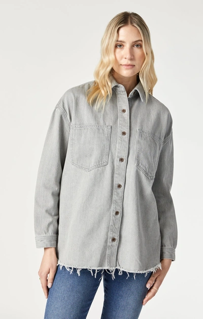 Shop Mavi Dina Denim Shirt In Stone Natural Dye In Grey