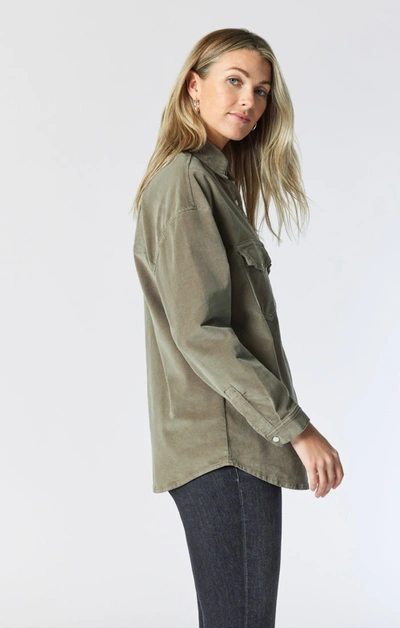 Shop Mavi Livia Oversized Denim Shirt In Beige