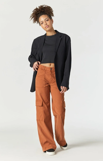 Shop Mavi Alva Straight Cargo Pants In Cinnamon Luxe Twill In Orange