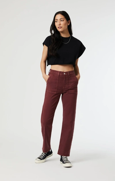 Shop Mavi Shelia Front Pocket Straight In Port Luxe Twill In Red