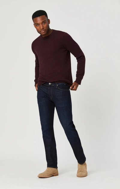 Mavi Marcus Slim Straight Jeans In Rinse Brushed Williamsburg In Dark Blue
